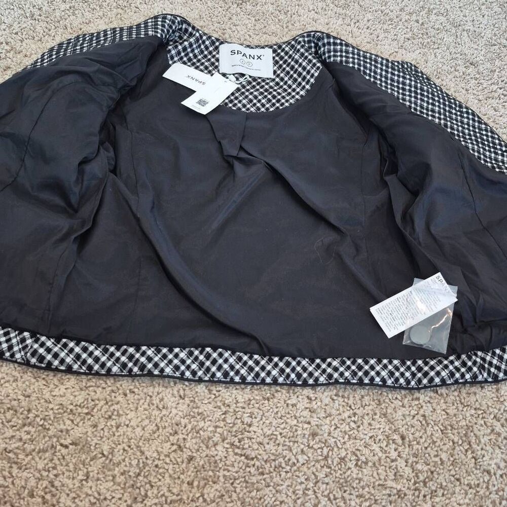 SPANX Women’s Ponte Jacket Jacquard Plaid Cropped Blazer Size S - Picture 9 of 12